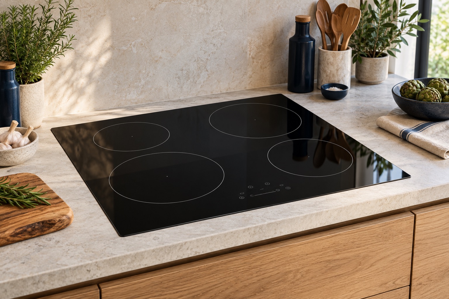 Illustration : Plaque de cuisson électrique à induction dans une cuisine