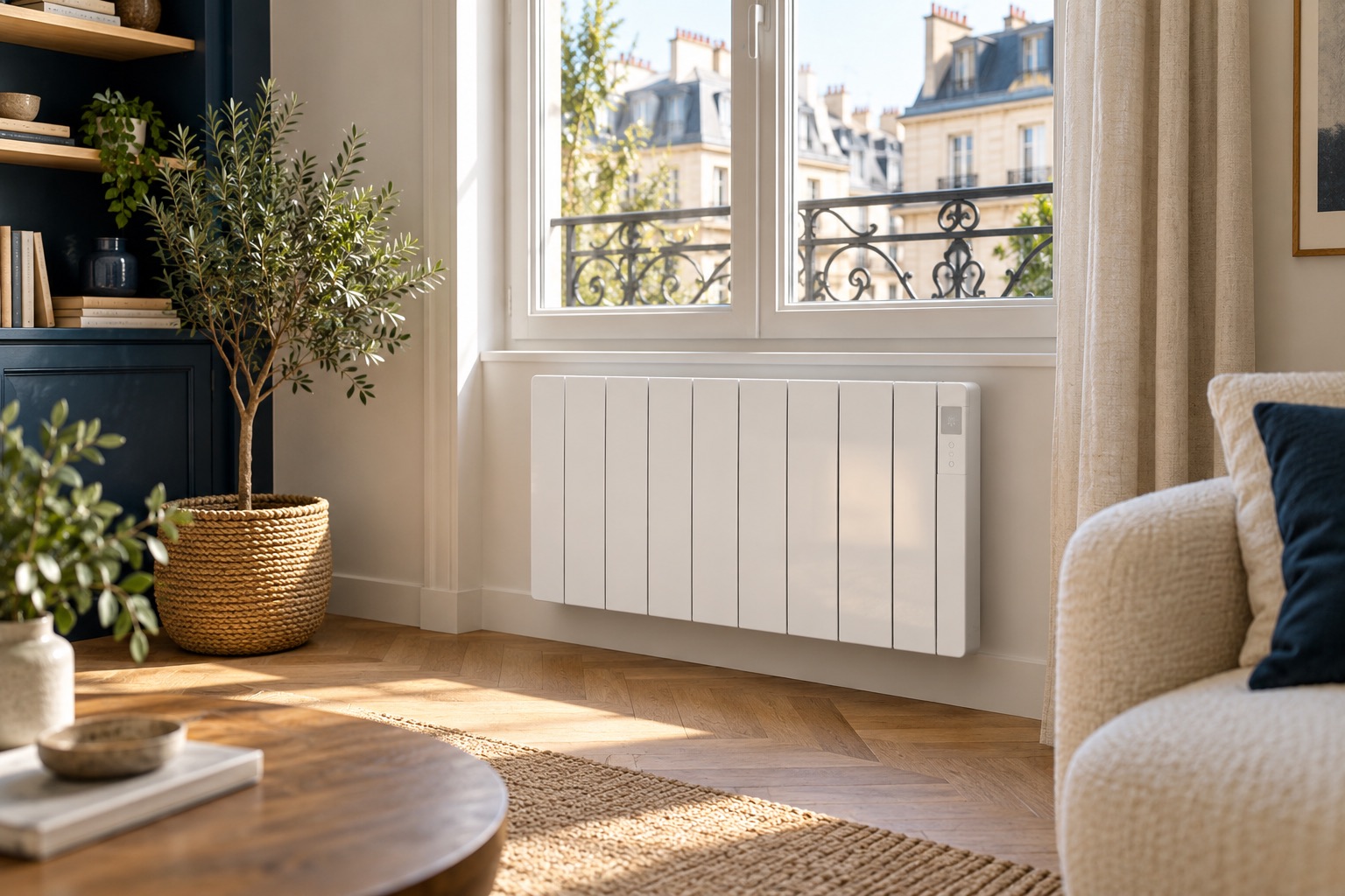 Illustration : Radiateur électrique mural sans tuyauterie d’eau